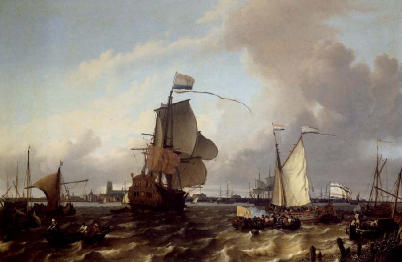REMBRANDT Harmenszoon van Rijn The Man-of-War Brielle on the Maas near Rotterdam oil painting image